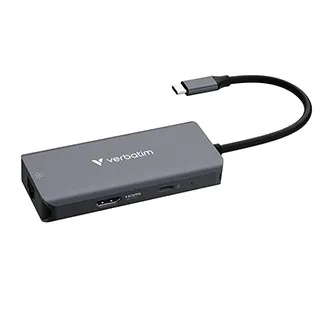 Verbatim 32157, USB-C viacportový rozbočovač Essentials 6-port, 32157, sivý, dĺžka kábla 18,8cm, USB-C PD, USB-A 3.2 Gen 1, USB-A 2.0,