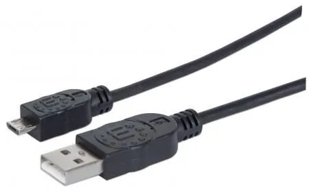 MANHATTAN Kábel prepojovací USB 2.0 A Male / Micro-B Male, 1.8m, čierny