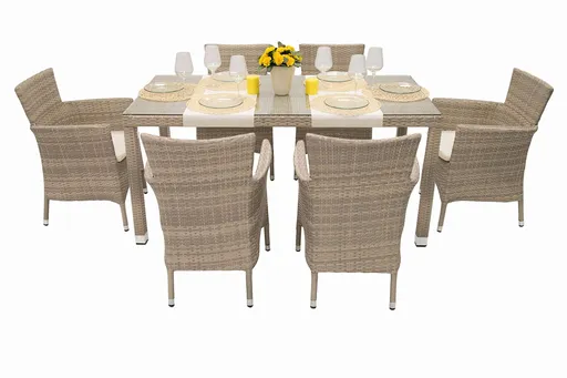 DEOKORK Záhradná ratanová zostava MODENA II. 1+6 (sivo-béžová)