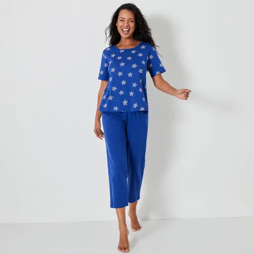 Pyžamo s 3/4 nohavicami a potlačou hviezdičiek