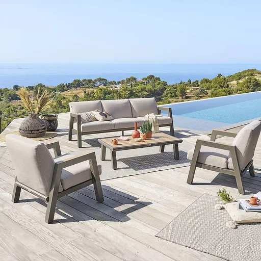 DEOKORK Hliníková zostava HELIOS pre 5 osôb (šedo-hnedá)