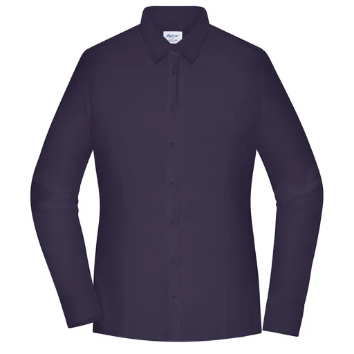 James & Nicholson (Daiber) Dámska košeľa s dlhým rukávom JN1371 - Tmavofialová | 2XL