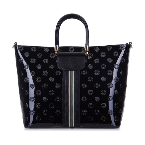 Dámska kožená kabelka s prúžkom a reliéfom 34-4-235-1