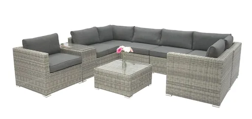 DEOKORK Ratanová variabilná zostava SEVILLA pre 7 osôb (sivá)