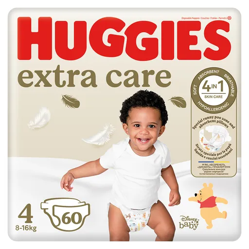 HUGGIES Detské plienky Extra Care 4 veľkosť 8-16 kg 60 kusov