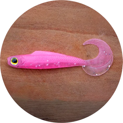 Redbass gumová nástraha twister kixter pink g glow uv - xs 45 mm
