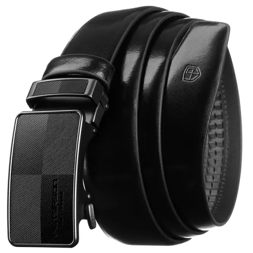 Čierny pánsky kožený opasok s čiernou automatickou prackou - Peterson