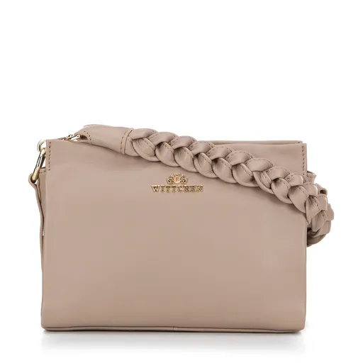 Dámska crossbody kabelka s pletenou rúčkou taupe 99-4E-011-99