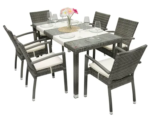DEOKORK Záhradná ratanová zostava NAPOLI II. 1+6 (sivá)