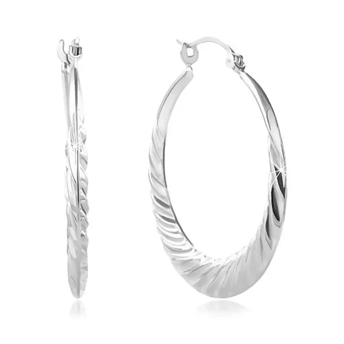 Okrúhle náušnice zo striebra 925 - gravírované zárezy, 35 mm