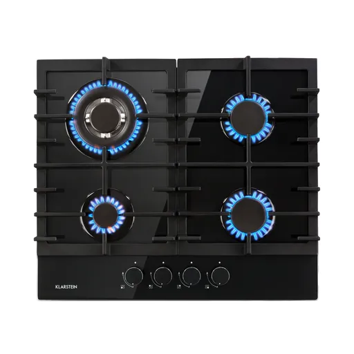Klarstein Ignito 4, plynová varná doska, 4 Sabaf horáky, sklokeramika, čierna