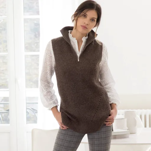 Tuniková vesta so stojačikom na zips