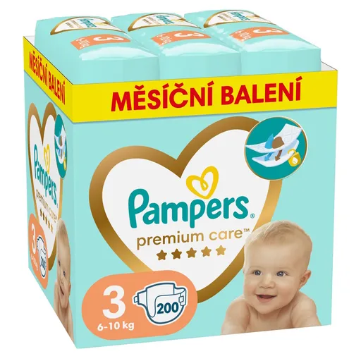 PAMPERS Premium Care monthly veľkosť 3 plienky 6-10kg 200 ks