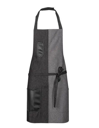 TOMA Čašnícka zástera ku krku TOMA - čierna/sivá