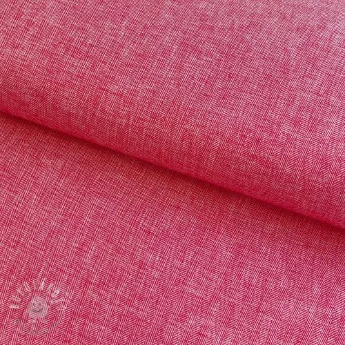 Ľan s bavlnou Fishbone red