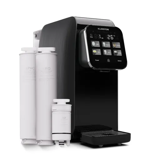 Klarstein AquaLine 3L, čistička vody, 5-stupňová filtrácia, objem 3 l, 6 teplôt vody, čierna