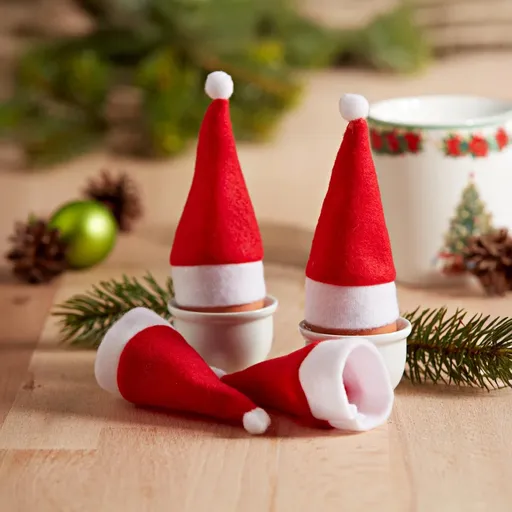 Dekorace na vajíčka Santova čepice, 4 ks