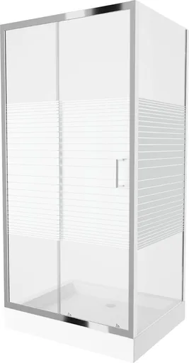 MEXEN/S - Apia Sprchovací kút 100x80, pruhy, chróm + vanička Rio 840-100-080-01-20-4510