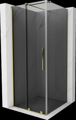 MEXEN/S - Velár sprchovací kút, posuvné dvere 100 x 100, grafit, zlato 871-100-100-41-50