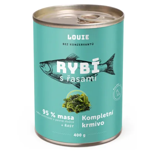 LOUIE Konzerva pre psy rybie s riasami 400 g