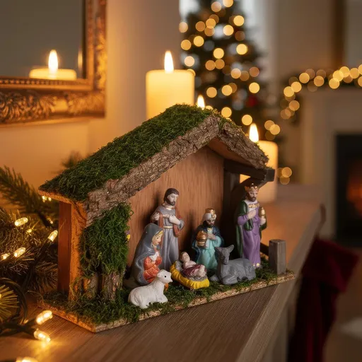 Haushalt international Dřevěný Betlém s 8 figurkami