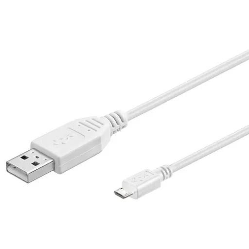 PremiumCord Kábel micro USB 2.0, AB 0,5m, biela