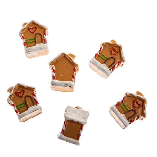 Súprava vianočných ozdôb Domček, 6 ks, polyresin