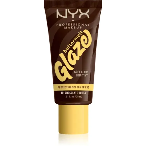 NYX Professional Makeup Buttermelt Glaze rozjasňujúci tónovací fluid SPF 30 odtieň 10 Chocolate Butta ml