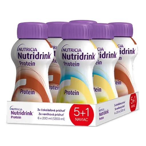 NUTRIDRINK Protein 5+1 s vanilkovou a čokoládovou príchuťou 6 x 200 ml