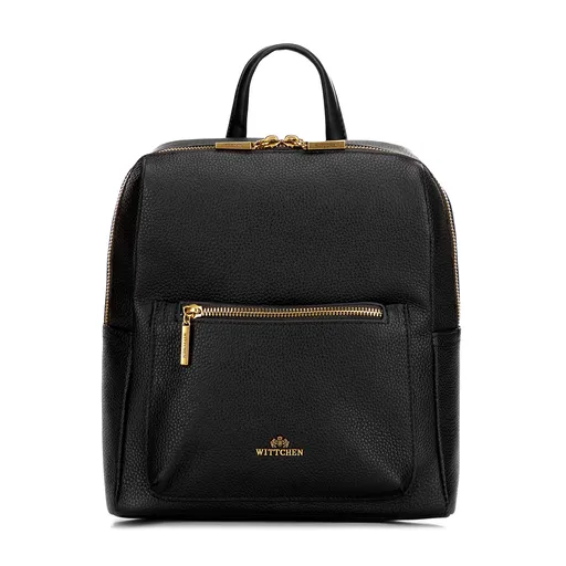 Dámsky ruksak z prírodnej kože hranatý čierny