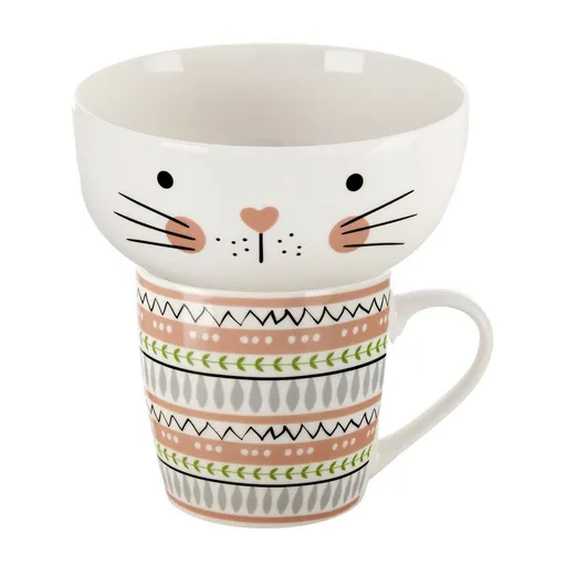 Orion Porcelánový hrnček s miskou Mačka, 0,35 l