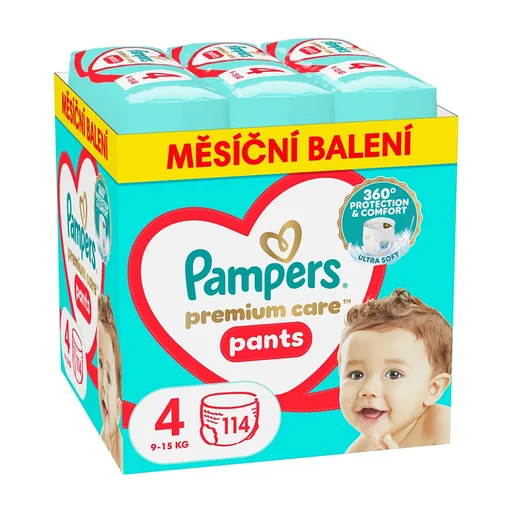 PAMPERS Premium Care veľ. 4 plienkové nohavičky 9-15 kg 114 ks