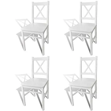 Jedálenské stoličky 4 ks biele borovicové drevo (241511)