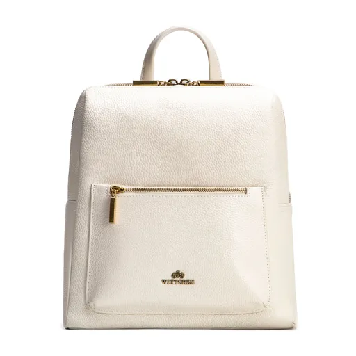 Dámsky ruksak z prírodnej kože krémový – boxový tvar 100-4E-226-0