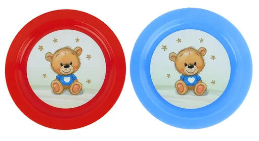 TVAR - Tanier detský plytký IML Medvedík modré tričko rôzne farby, umelá hmota