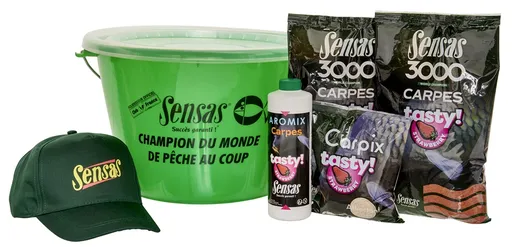 Sensas akčné vedro s kŕmením 3000 carp tasty strawberry (kapor jahoda)
