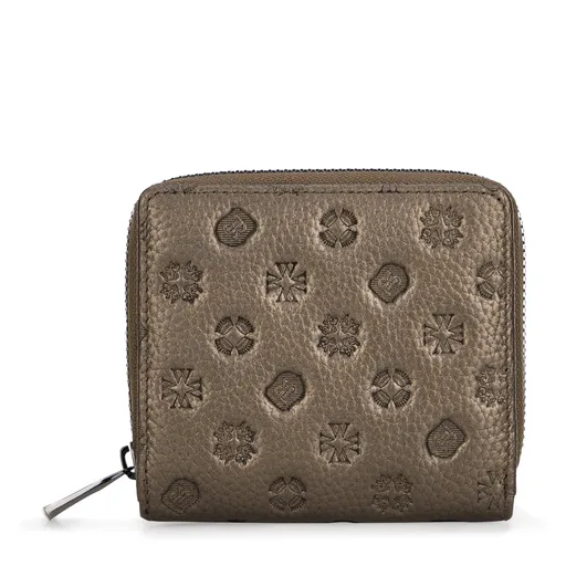 Dámska peňaženka z kože s embosovaním zlatá 99-1E-308-G