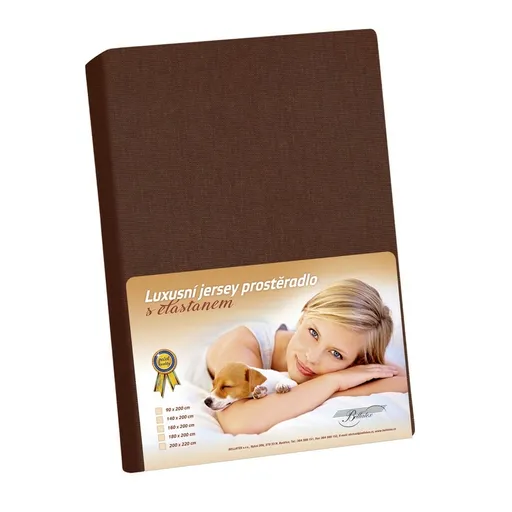 Bellatex Jersey prestieradlo s elastanom hnedá, 90 x 200 cm