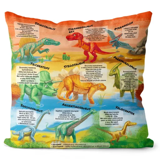 Vankúš Encyklopédia dinosaurov (Velikost: 40 x 40 cm)