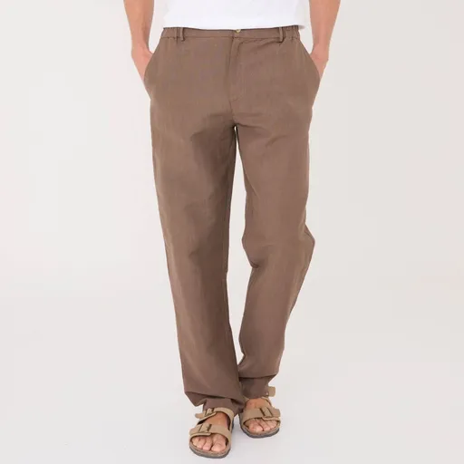 Nohavice zo zmesi bavlny a ľanu s pružným pásom