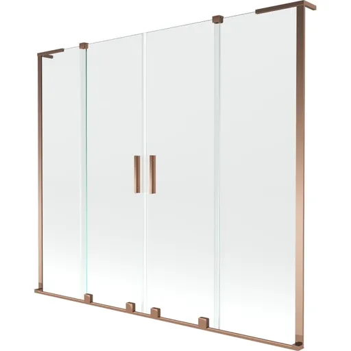 MEXEN/S - Velar L Duo dvojkrídlová posuvná vaňová zástena 180 x 150, transparent, ružové zlato 896-180-003-02-60