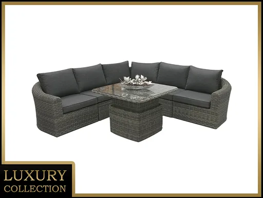 DEOKORK Ratanová modulová zostava BORNEO LUXURY pre 5 osôb (sivá)