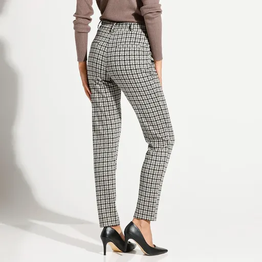 Chino nohavice z úpletu Milano, vzor kohútia stopa