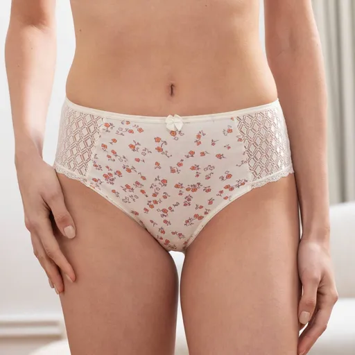 Súprava 2 maxi nohavičiek Coria z bavlny a čipky a  s potlačou kvetín