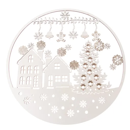 Drevená vianočná dekorácia na stenu Perníček, 37 cm