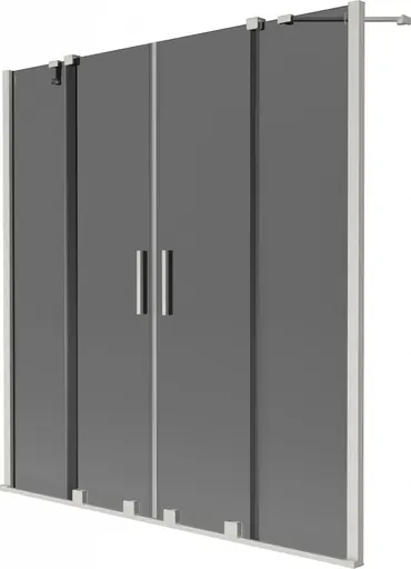 MEXEN/S - Velar Duo dvojkrídlová posuvná vaňová zástena 140 x 150, grafit, nikel kartáčovaný 896-140-000-42-97