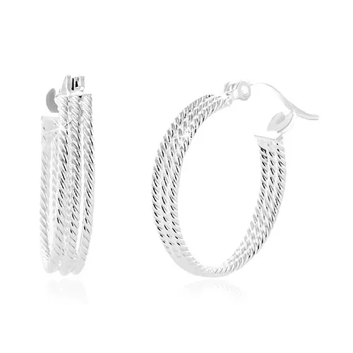 Okrúhle náušnice zo striebra 925 - tri vrúbkované obruče, 20 mm