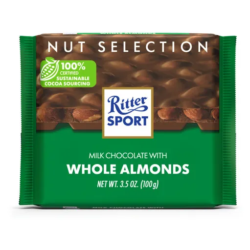 RITTER SPORT Mliečna čokoláda celé mandle 100 g