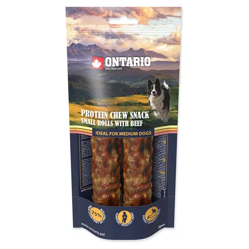 ONTARIO Žuvacia rolka malá Proteín hovädzí 12,7 cm 2 kusy