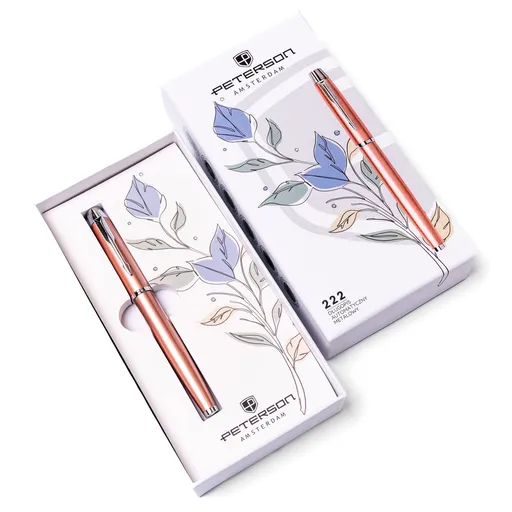 Kovové guľôčkové pero v ružovo-striebornej farbe – Peterson